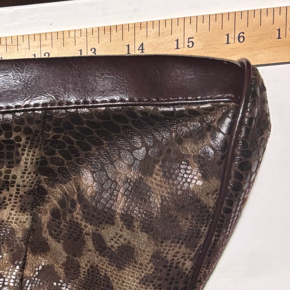 VTG Nicole Miller Dk Brown Faux Leather Clutch Purse - Picture 8 of 9
